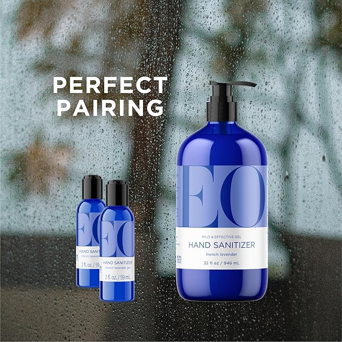 EO Hand Sanitizer Gel, 32 Ounce (Pack of 1), French Lavender, Organic Plant-Based, Botanical Extracts