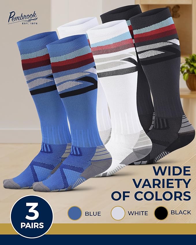 Pembrook 3 Pairs Compression Socks 20-30 mmHg - Compression Socks for Women and Men | Running, Athletic, Travel, Nurses