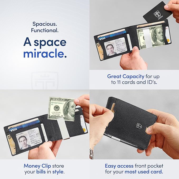TRAVANDO Mens Wallet with Money Clip AUSTIN RFID Blocking Bifold Credit Card Holder for Men with Gift Box