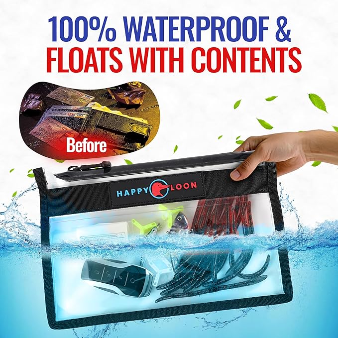 Elite Waterproof Fishing Tackle Bag Set - 2 Medium, 100% Submersible Dry Bags, Floats with Lure & bait- Scuba-Grade Zipper, PVC-Free, Tethering Loop - Premium Fishing accessory pouch