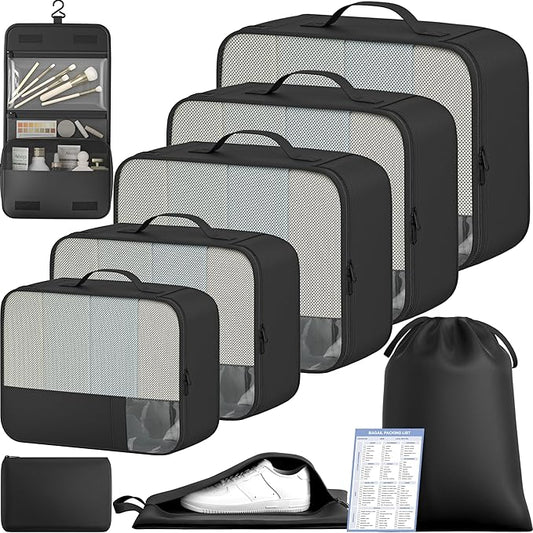 BAGAIL 9 Set Packing Cubes Luggage Packing Organizers for Travel Accessories
