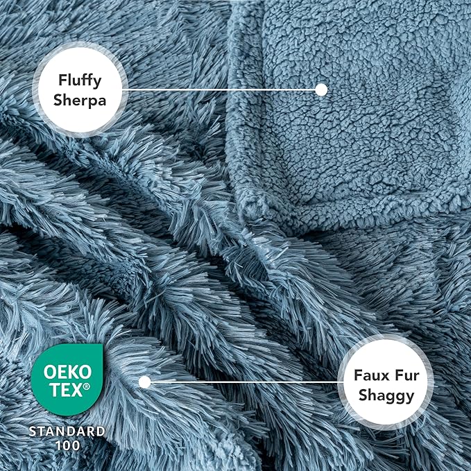 PetAmi Waterproof Dog Blanket for Small Medium Dogs, Calming Fleece Cat Blanket, Couch Protector Washable Sherpa Faux Fur Pet Throw for Puppy, Soft Reversible 29x40 Light Blue
