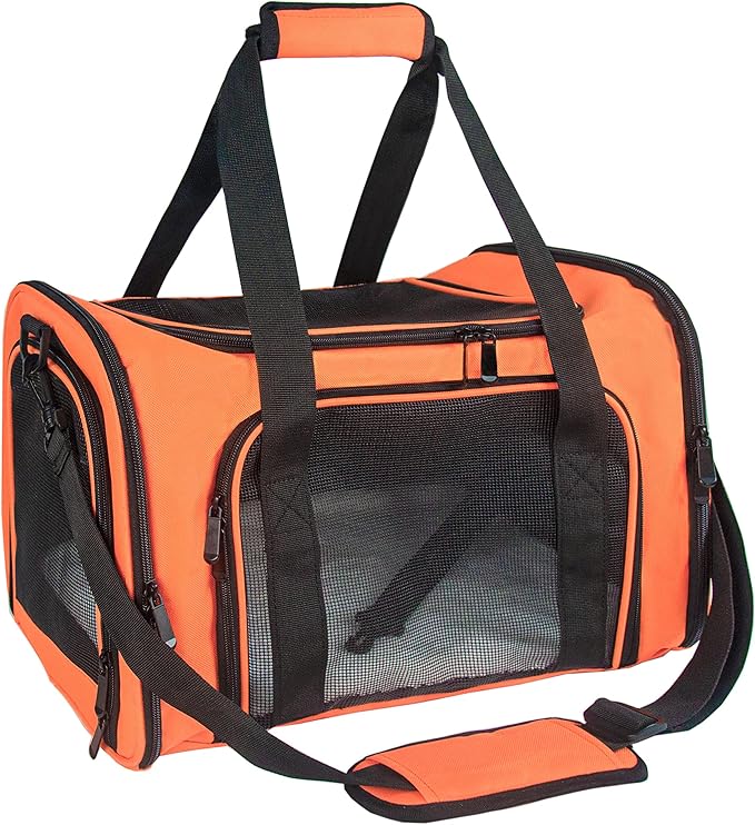 Soft Sided Carrier for Small Medium Cats Dogs,TSA Airline Approved Collapsible Travel Pet Carrier (Medium, Orange)