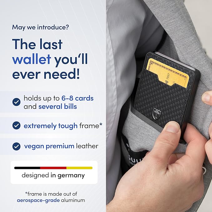 TRAVANDO Swype Slim Wallet for Men Metal RFID Blocking Mens Wallet Card Case (Without AirTag* Pocket)