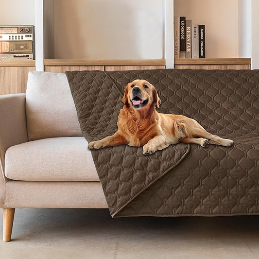 gogobunny 3X Stronger Waterproof Pet Blanket, Scratch Proof Furniture Protector for Dogs Cats, Reversible Cover 82x120 Inch, Dark Chocolate