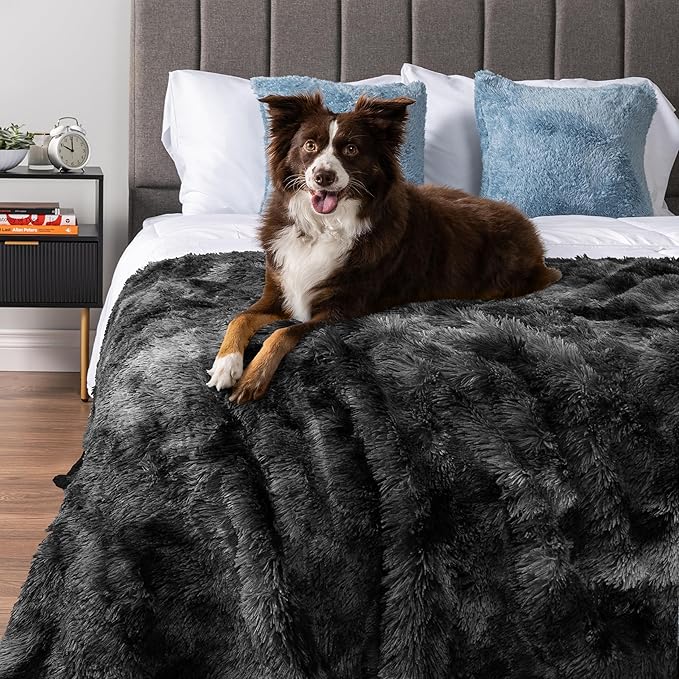 PetAmi Waterproof Dog Blanket for Medium Large Dogs, Calming Fleece Cat Blanket, Couch Protector Washable Sherpa Faux Fur Pet Throw for Puppy, Soft Reversible Leakproof 40x60 Tie-Dye Black