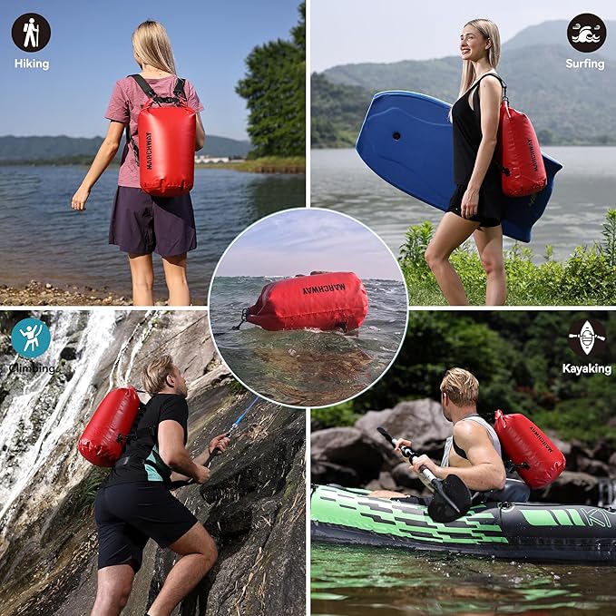 MARCHWAY Floating Waterproof Dry Bag Backpack 5L/10L/20L/30L/40L, Roll Top Sack Keeps Gear Dry for Kayaking, Rafting, Boating, Swimming, Camping, Hiking, Beach, Fishing