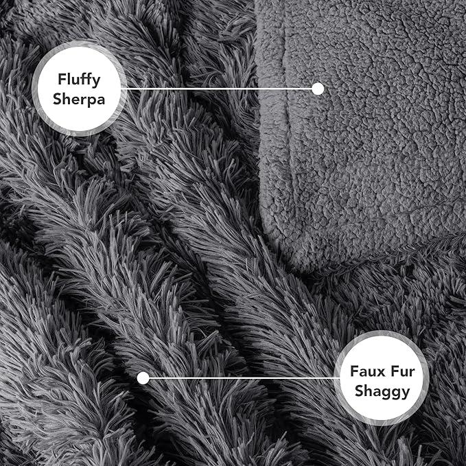 PetAmi Waterproof Dog Blanket for Medium Large Dogs, Calming Fleece Cat Blanket, Couch Protector Washable Sherpa Faux Fur Pet Throw for Puppy, Soft Reversible Leakproof 40x60 Gray