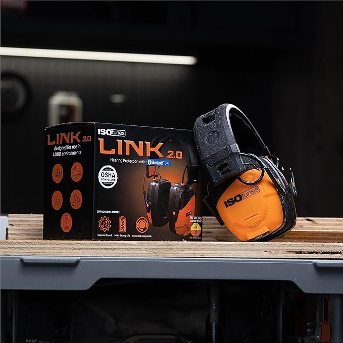 ISOtunes LINK Bluetooth Earmuff – Ear Protection Headphones for Work, Mowing, & Construction, 25 NRR OSHA Approved Headphones
