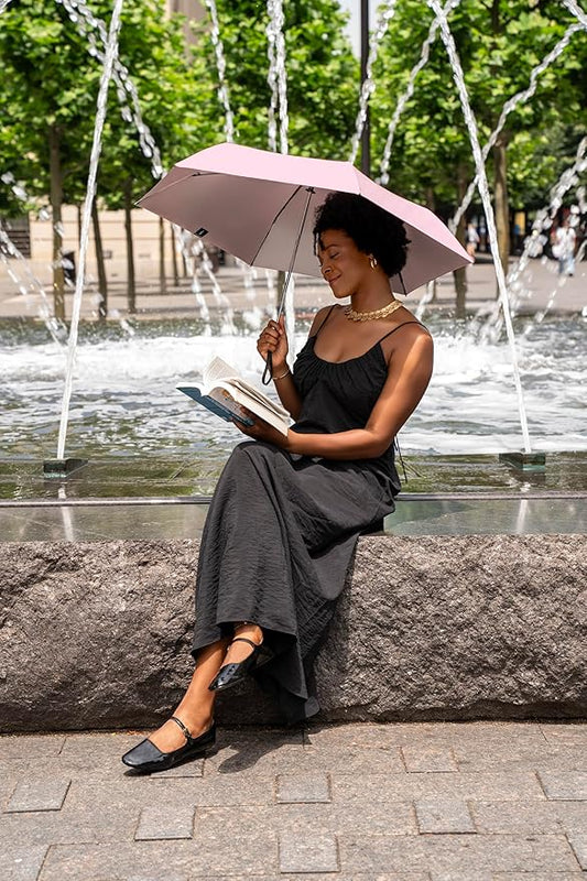 ShedRain Super-Slim Compact Travel Umbrella – Auto Open & Close Sun Protection Design, Lightweight Portable Wind-Resistant Model with UPF 50+ UV Block, 42" Arc & 10.5" Folded Size
