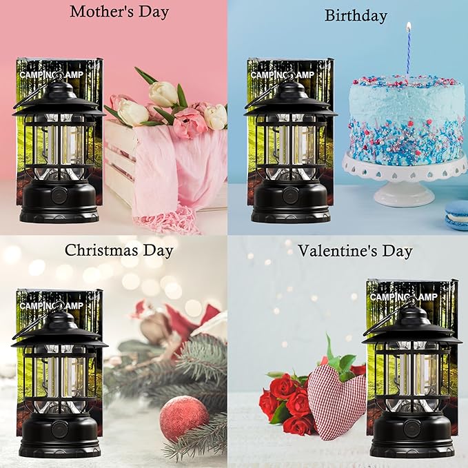 Retor LED Camping Lanterns 1500 LM Step-Less Dimming, Lightweight Battery Powered USB Rechargeable Flashlight Survival Kits Home Garden Camping Emergency Outages Hiking Light (Black 1 Pack)