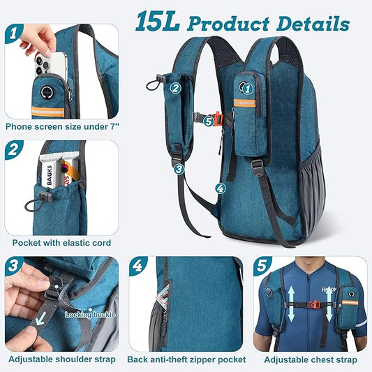 BECOJADDE 15L Small Hiking Backpack for Men Women Foldable Packable Back Pack Ultralight Hiking Daypack for Travel Camping Outdoor, Turquoise | Small, Foldable, Packable, Back Pack, Ultralight, Hiking Daypack