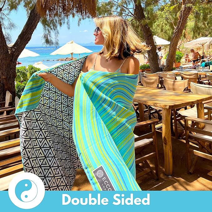 ECCOSOPHY Microfiber Beach Towel - Sand Free Towels are Quick Dry, Light Weight, Super Absorbent - Perfect Pool, Travel, Cruise, Camping Essentials - Oversized Extra Large for Adults 71x35 in