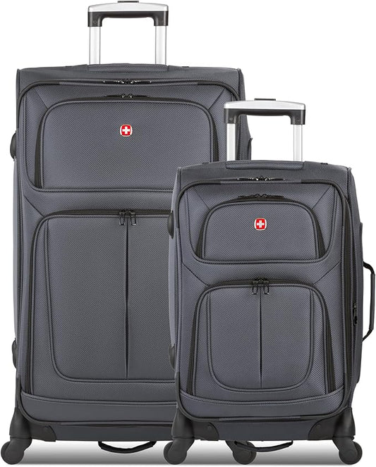 SwissGear Sion Softside Expandable Luggage, Dark Grey, 2-Piece Set (21/29)