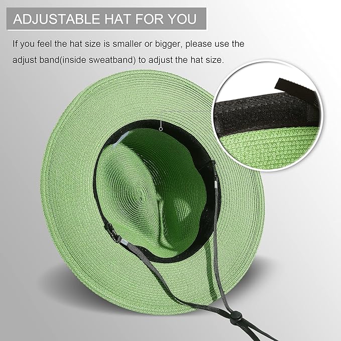Lanzom Women Wide Brim Straw Panama Roll up Hat Fedora Beach Sun Hat UPF50+