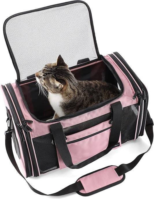 Soft-Sided Pet Carrier for Cats Small Dogs of 15 Lbs Medium Pink