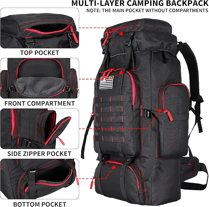 W WINTMING Hiking Backpack for Men 70L/100L Camping Backpack Military Rucksack Molle 3 Days Assault Pack for Climbing | Camping Backpack, 3 Days Assault Pack, for Climbing