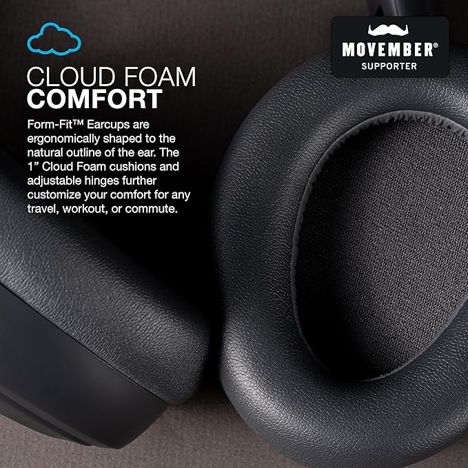 JLab JBuds Lux ANC Wireless Headphones, Graphite, Hybrid Active Noise Cancelling, Customizable Sound, Spatial Audio Compatible, Premium Over-Ear Bluetooth Headset