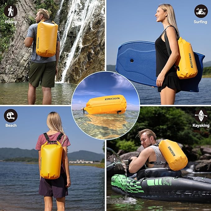 MARCHWAY Floating Waterproof Dry Bag Backpack 5L/10L/20L/30L/40L, Roll Top Sack Keeps Gear Dry for Kayaking, Rafting, Boating, Swimming, Camping, Hiking, Beach, Fishing
