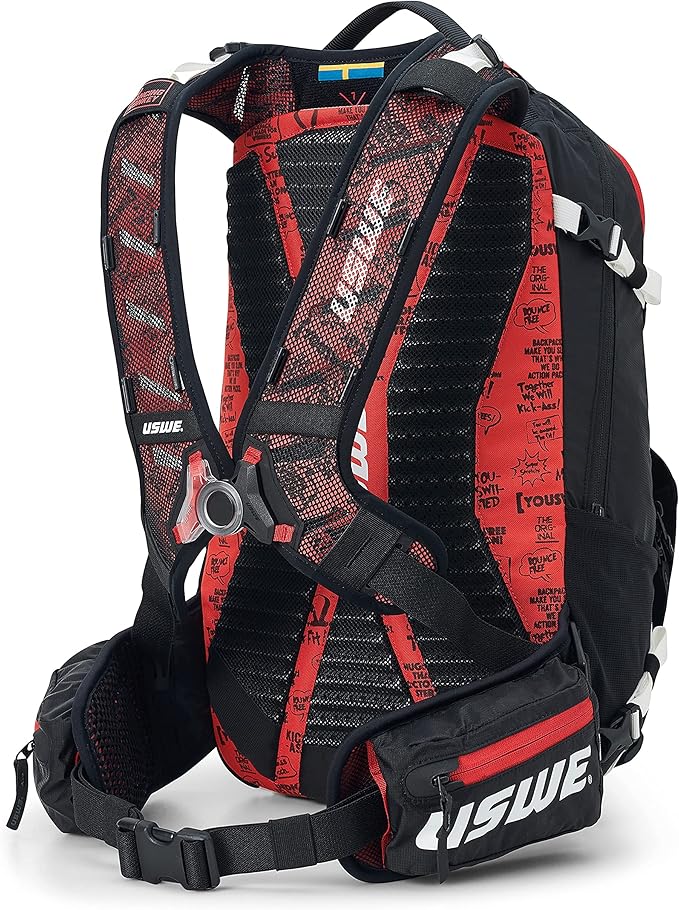 USWE Flow 16L - Backpack with Back Protector, for Bike, Mountainbike, MTB and E-MTB, Black