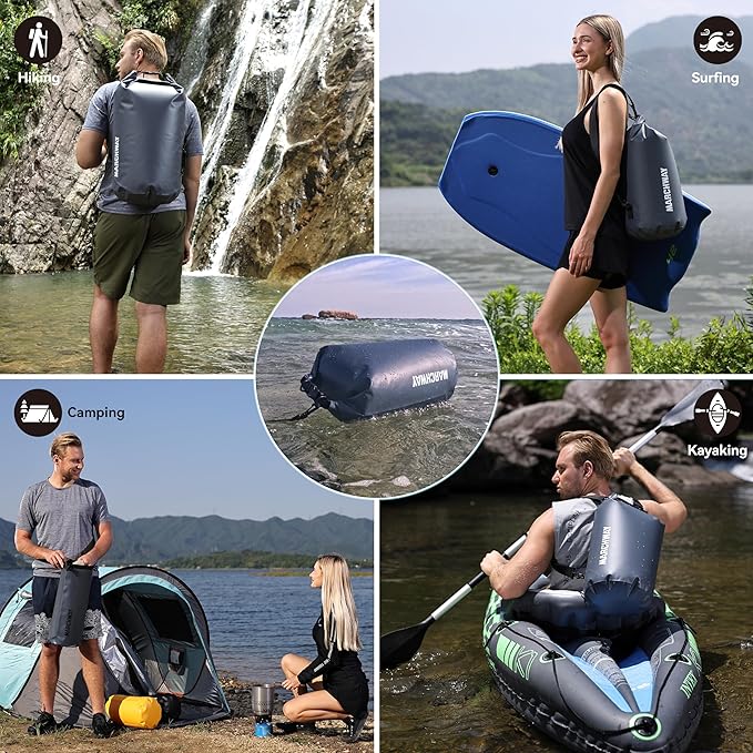 MARCHWAY Floating Waterproof Dry Bag Backpack 5L/10L/20L/30L/40L, Roll Top Sack Keeps Gear Dry for Kayaking, Rafting, Boating, Swimming, Camping, Hiking, Beach, Fishing