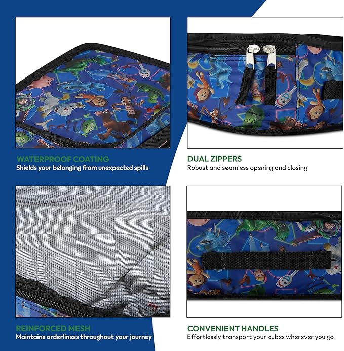 Disney Minnie Mickey Stitch Packing Cubes - Winnie the Pooh, Princess Cinderella, Cars, Toy Story 5 Piece Packing Cubes Compression - Travel Essential - Luggage Suitcase Organizer Set