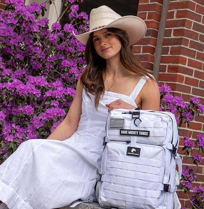 AMERICANPHOENIX 45L Elite Tactical Backpack | 3X Stronger Work & Military Backpack | Water Resistant and Heavy Duty | 3 Day MOLLE Bug Out Bag (Polar White)