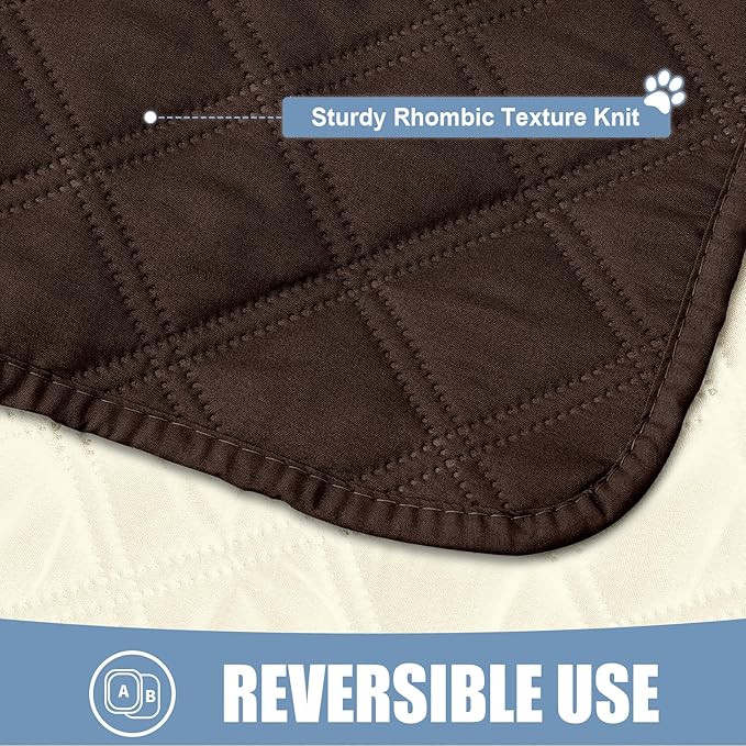 Smiry Waterproof Dog Bed Cover Pet Blanket, Soft Washable Dog Blanket for Furniture Bed Couch Sofa Reversible, Checkered (40"x70", Chocolate/Beige)