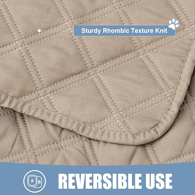 Smiry Waterproof Dog Bed Cover Pet Blanket, Soft Washable Dog Blanket for Furniture Bed Couch Sofa Reversible, Checkered (40"x70", Taupe/Taupe)