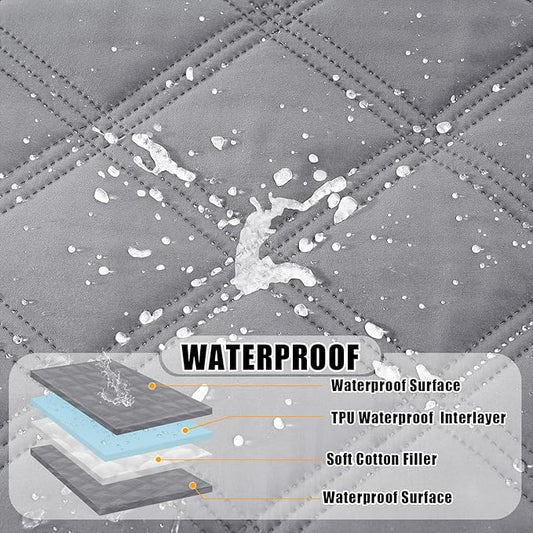 Smiry Waterproof Dog Bed Cover Blanket 30x53, Soft Reversible Pet Blanket, Washable Leakproof Cats Dogs Couch Cover for Sofa, Couch, Furniture, Lattice, Grey/Grey