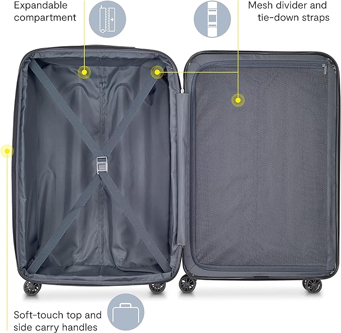 DELSEY PARIS Helium Aero Hardside Expandable Luggage with Spinner Wheels, Peony Pink, Checked-Medium 24 Inch