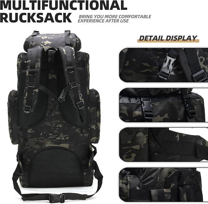 HongXingHai 100L Camping Hiking Backpack,Molle military Tactical rucksack backpack,Waterproof Lightweight Hiking Backpack