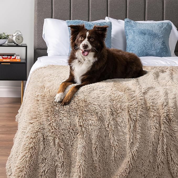 PetAmi Waterproof Dog Blanket for Small Medium Dogs, Calming Fleece Cat Blanket, Couch Protector Washable Sherpa Faux Fur Pet Throw for Puppy, Soft Reversible 29x40 Taupe