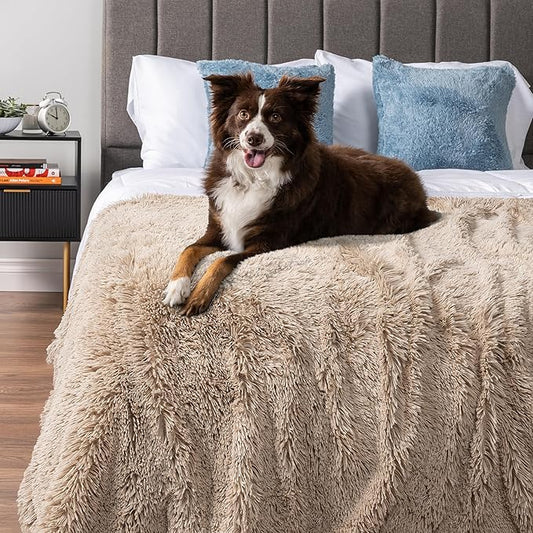 PetAmi Waterproof Dog Blanket for Medium Large Dogs, Calming Fleece Cat Blanket, Couch Protector Washable Sherpa Faux Fur Pet Throw for Puppy, Soft Reversible Leakproof 40x60 Taupe