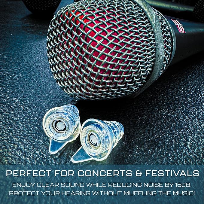 X15 High Fidelity Earplugs – Reusable Hearing Protection with Two Sizes – Concerts, Festivals, Musicians, Motorcycles, and Travel – 15 dB Noise Reduction – Clear & Comfortable