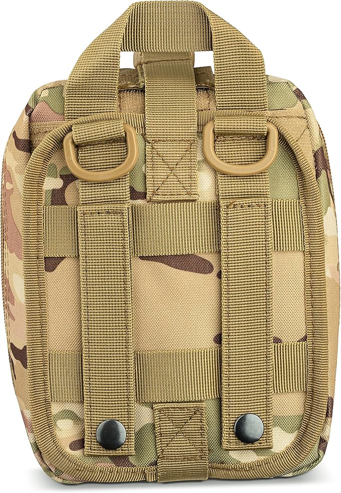 Scherber Premium IFAK Kit Trauma Pack | HSA/FSA Approved | SOF Tourniquet, QuikClot 4x4 HyFin Chest Seal, Israeli Bandage | Fully Stocked MOLLE Pouch for Gunshot, Bleeding, Major Wound Care (Camo)
