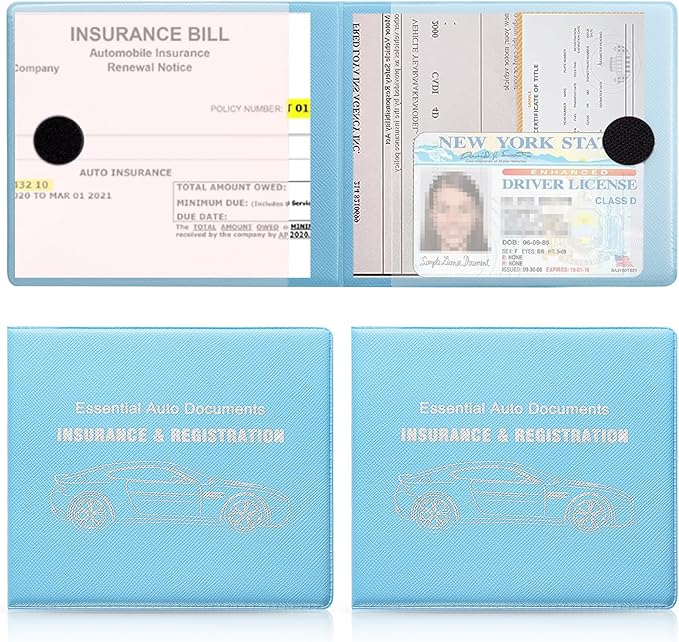 UYYE Car Registration and Insurance Card Holder, Vehicle Glove Box Car Organizer, Interior Car Accessories for Documents, Cards, License - 2 Pack