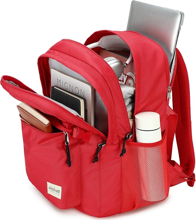 abshoo 29L Backpack for School College Bookbag Middle High School Backpacks Casual Daypack Travel Backpack (Red)