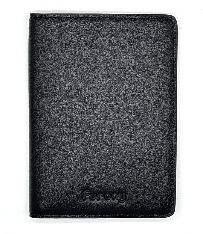 Passport holder for travel, Genuine Nappa Leather Passport Cover with RFID blocking. A must-have Airport Travel safety essentials for both men and women.(Black/Gray)