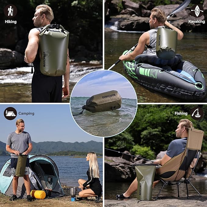 MARCHWAY Floating Waterproof Dry Bag Backpack 5L/10L/20L/30L/40L, Roll Top Sack Keeps Gear Dry for Kayaking, Rafting, Boating, Swimming, Camping, Hiking, Beach, Fishing