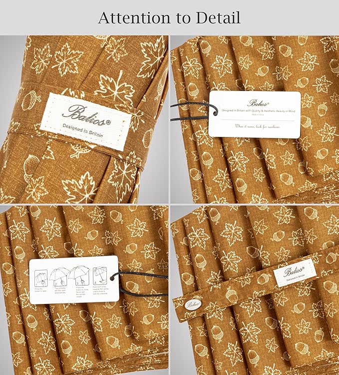 Balios Travel Folding Umbrella with Real Wood Handle Auto Open Close Vented Windproof Canopy - Designed in UK