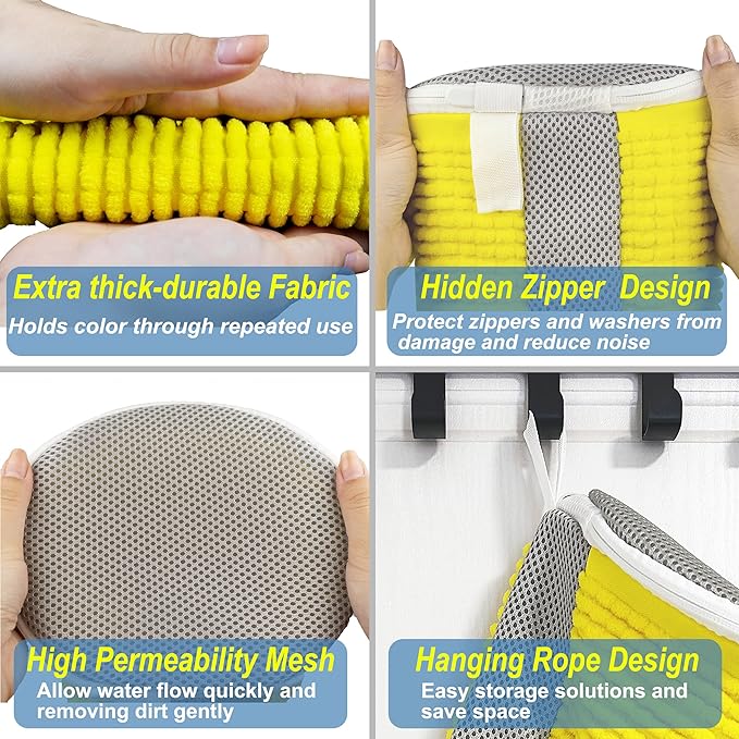 Shoe Washing Machine Bag – Reusable, Protective, Size Adaptable 360° Deep Clean Laundry Bag with Cleaning Fibers for Washing Machine, 2 Pack