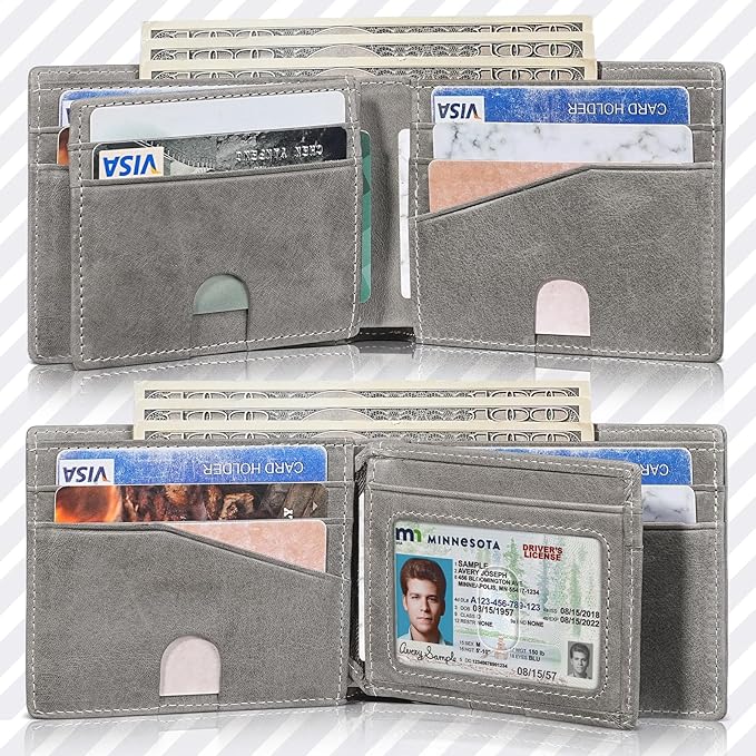 Artpaxy Mens Wallet Bifold Genuine Leather RFID Blocking Wallet for Men with 1 ID Windows 13 Card Holders 2 cash pockets 1 Gift Box