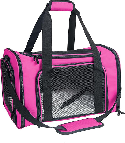 Soft Sided Carrier for Small Medium Cats Dogs,TSA Airline Approved Collapsible Travel Pet Carrier (Medium, Magenta)