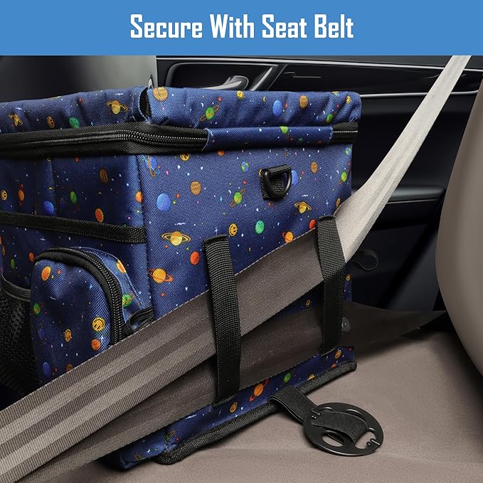 COOLBEBE Car Seat Organizer, Backseat Car Organizer with Cup Holders, Passenger Seat Organizer with Storages Cooler Compartment for Kids and Adults for Travel, Sky Blue