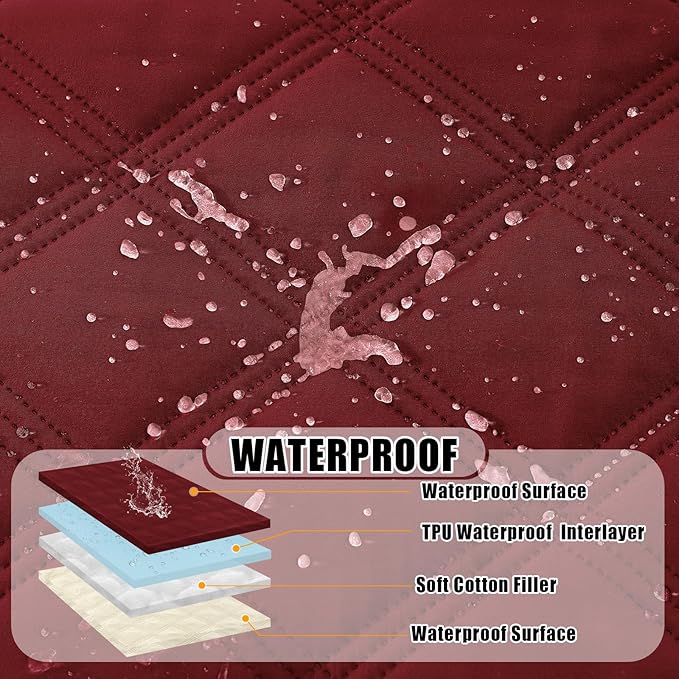 Smiry Waterproof Dog Bed Cover Blanket 40x80, Soft Reversible Pet Blanket, Washable Leakproof Cats Dogs Couch Cover for Sofa, Couch, Furniture, Lattice, Wine Red/Beige