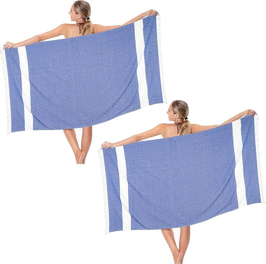 Beach Towel 2 Pack,Sand Free Beach Towels Oversized 39 x 72,Diamond Turkish Beach Towel Quick Dry,Lightweight Pool Towels for Adults,Cool Beach Essentials