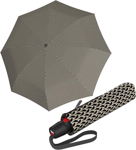 Knirps T.200 Duomatic Compact Rain Umbrella in Elemental Black – Wind Tunnel Tested to 93 mph, Aluminum Steel Fiberglass Frame, 38in Canopy, OEKO-TEX, High-Performance Automatic Travel Umbrellas