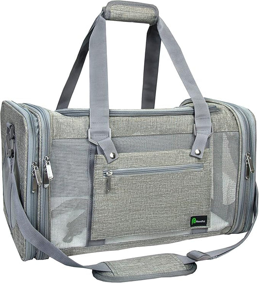 Soft-Sided Pet Carrier for Cats Small Dogs of 15 Lbs Medium Grey