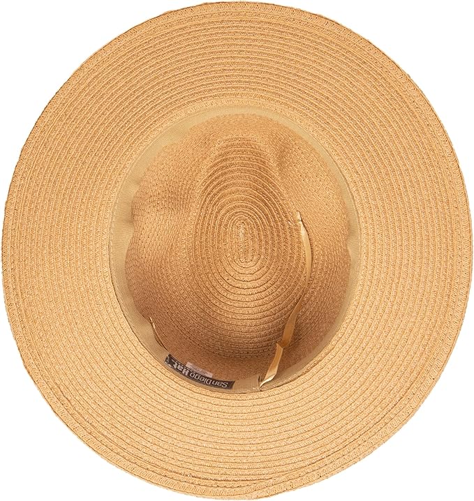 San Diego Hat Co. Women's Water Repellent Fedora with Tie (Natural) - UPF 50+ Sun Protection and Water Resistant